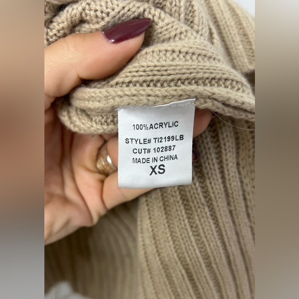 LBLC The Label Oversized Ribbed Turtleneck Sweater Camel Beige Size XS - Picture 9 of 11